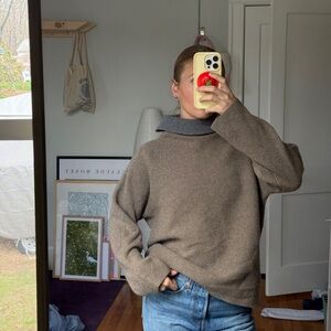 VINCE Taupe Ribbed Knit Sweater wool/cashmere